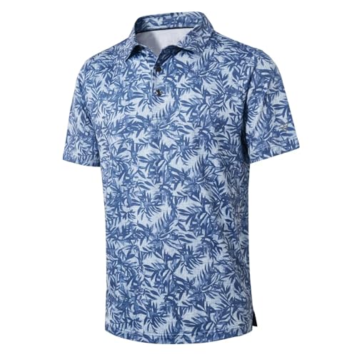 MAELREG Golf Shirts for Men Short Sleeve Print Collared Mens Polo Shirt