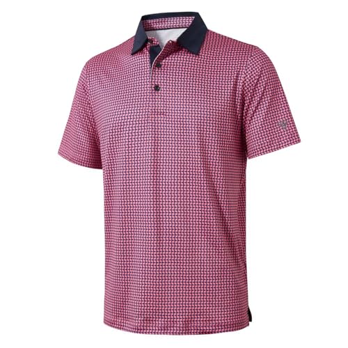 MAELREG Golf Shirts for Men Short Sleeve Print Collared Mens Polo Shirt