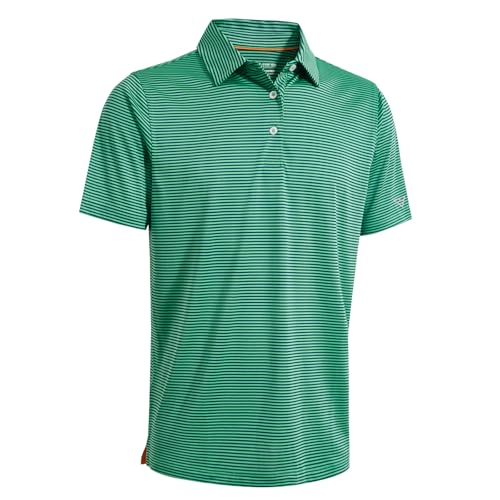 Men's Golf Polo Shirts Short Sleeve Striped Performance Moisture Wicking Dry Fit Golf Shirts for Men
