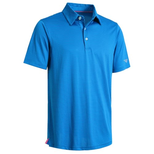 Men's Golf Polo Shirts Short Sleeve Striped Performance Moisture Wicking Dry Fit Golf Shirts for Men