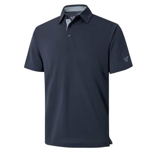 Mens Golf Shirt Short and Long Sleeve Moisture Wicking Dry Fit Performance Solid Casual Pique Golf Polo Shirts for Men