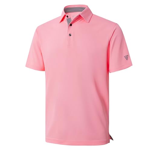 Mens Golf Shirt Short and Long Sleeve Moisture Wicking Dry Fit Performance Solid Casual Pique Golf Polo Shirts for Men