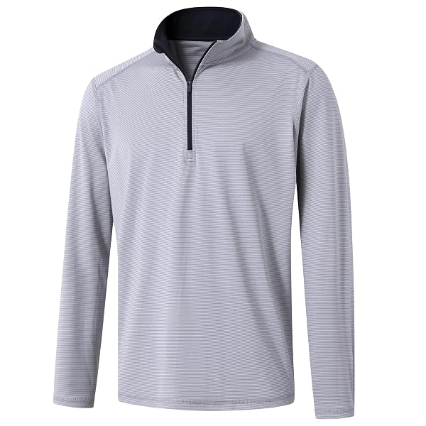 M MAELREG Quarter Zip Pullover Men Performance Dry Fit Stripe Mock Neck Midlayer Golf 1/4 Zip Pullover Mens Sweatshirt