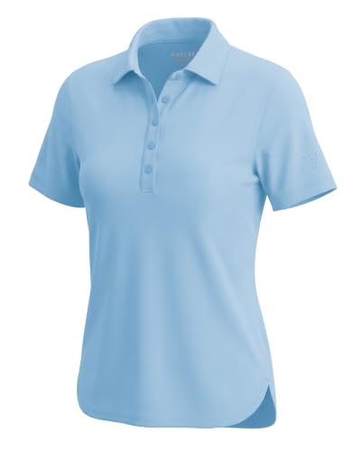 M MAELREG Womens Golf Shirt Short Sleeve 5 Buttons Quick Dry Casual Solid Moisture Wicking Tennis Polo Shirts for Women