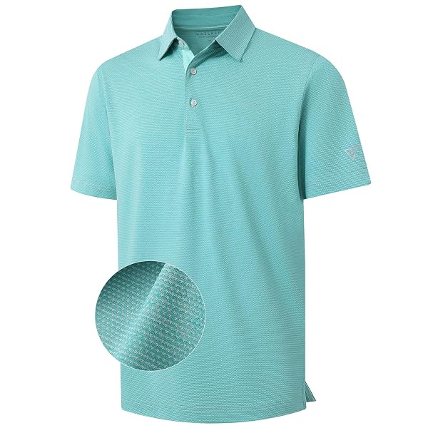 M MAELREG Golf Shirts for Men Dry Fit Short Sleeve Performance Moisture Wicking Heather Jacquard Active Mens Polo Shirts