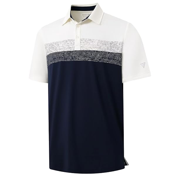 M MAELREG Golf Shirts for Men Dry Fit Performance Chest Print Color Block Moisture Wicking Casual Short Sleeve Polo Shirts