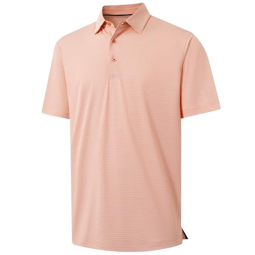 M MAELREG Golf Shirts for Men Dry fit Sports Jacquard Lightweight Performance Texture Short Sleeve Collared Polo Shirts