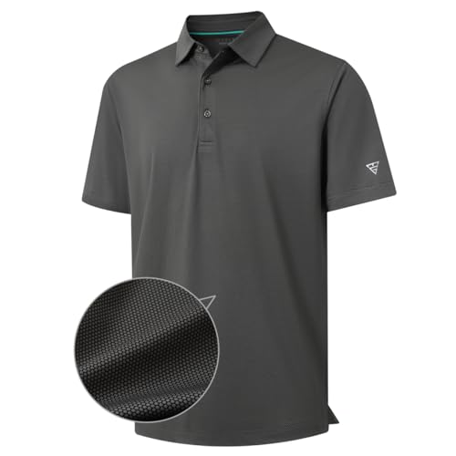 M MAELREG Golf Shirts for Men Dry fit Sports Jacquard Lightweight Performance Texture Short Sleeve Collared Polo Shirts