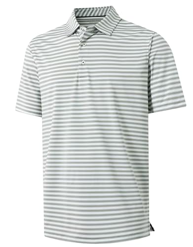M MAELREG Golf Shirts for Men Short Sleeve Dry Fit Casual Striped Performance Moisture Wicking Collared Mens Polo Shirts