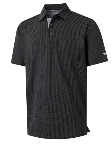 M MAELREG Golf Shirts for Men Heather Pocket Lightweight Moisture Wicking Cllared Stretch Mens Polo Shirts Short Sleeve