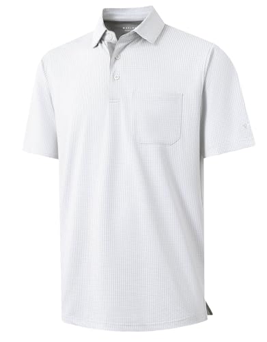 M MAELREG Golf Shirts for Men Heather Pocket Lightweight Moisture Wicking Cllared Stretch Mens Polo Shirts Short Sleeve