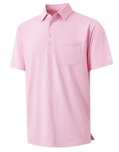 M MAELREG Golf Shirts for Men Heather Pocket Lightweight Moisture Wicking Cllared Stretch Mens Polo Shirts Short Sleeve