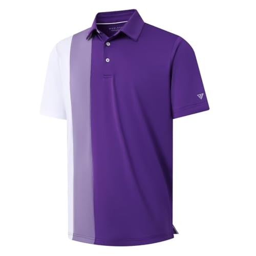 M MAELREG Mens Golf Polo Shirts Short Sleeve Dry Fit Casual Performance Moisture Wicking Color Block Polo Shirts for Men