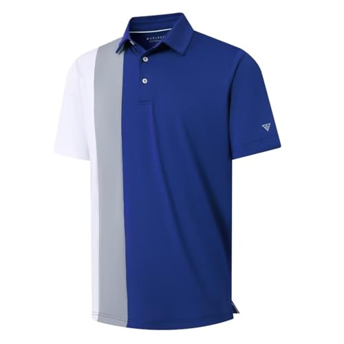 M MAELREG Mens Golf Polo Shirts Short Sleeve Dry Fit Casual Performance Moisture Wicking Color Block Polo Shirts for Men