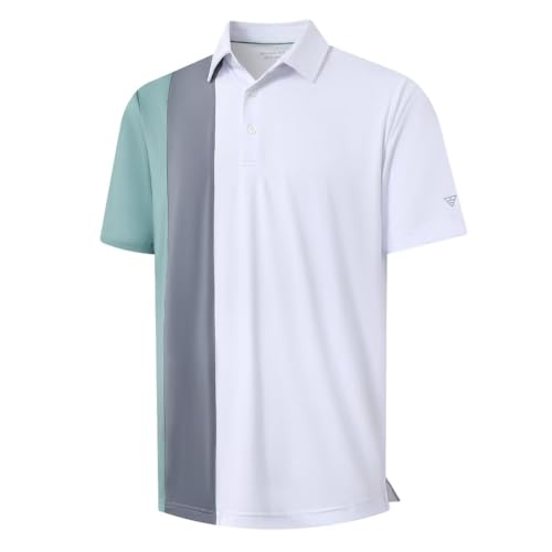 M MAELREG Mens Golf Polo Shirts Short Sleeve Dry Fit Casual Performance Moisture Wicking Color Block Polo Shirts for Men