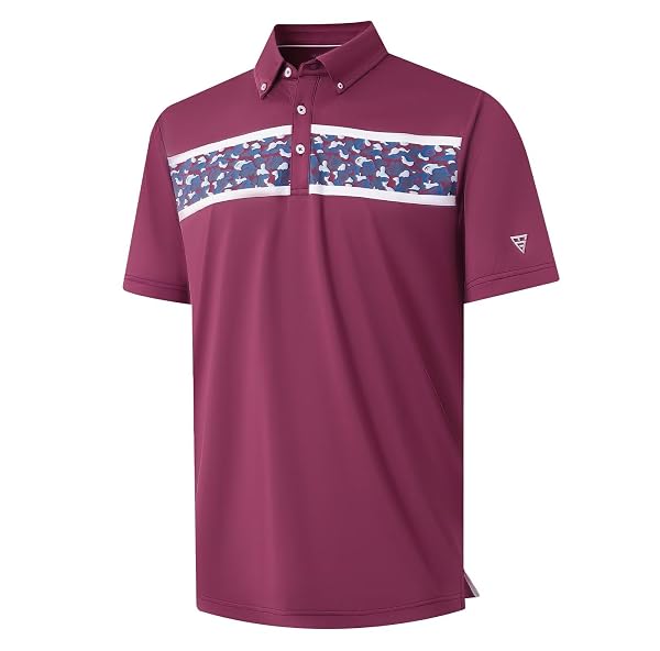 M MAELREG Golf Shirts for Men Dry Fit Moisture Wicking Performance Lightweight Print Pattern Short Sleeve Mens Polo Shirts