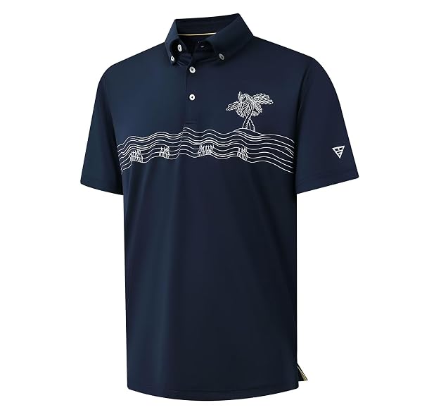 M MAELREG Golf Shirts for Men Dry Fit Moisture Wicking Performance Lightweight Print Pattern Short Sleeve Mens Polo Shirts