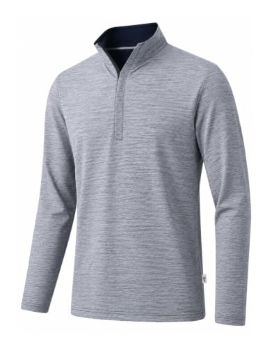 M MAELREG Quarter Zip Pullover Men Dry Fit Brushed Performance Long Sleeve Mock Neck Sports Golf 1/4 Zip Sweatshirts for Men