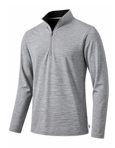 M MAELREG Quarter Zip Pullover Men Dry Fit Brushed Performance Long Sleeve Mock Neck Sports Golf 1/4 Zip Sweatshirts for Men