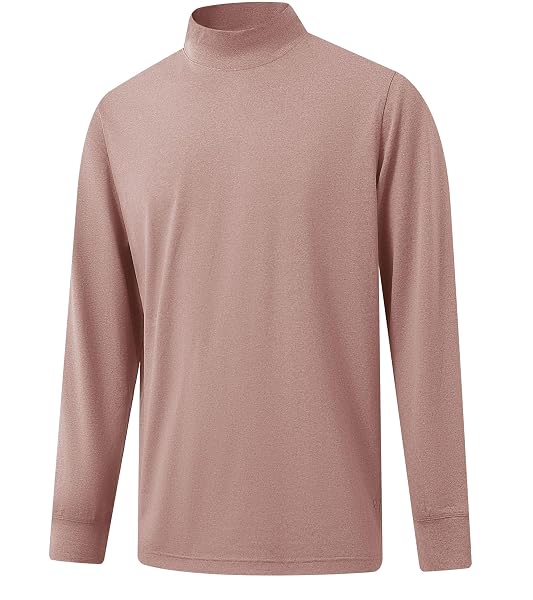 M MAELREG Long Sleeve Shirts for Men Thermal Mock Neck Turtleneck Shirt Heather Basic Golf Pullover Tops Undershirt Sweater