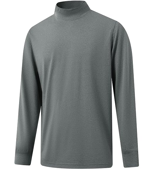 M MAELREG Long Sleeve Shirts for Men Thermal Mock Neck Turtleneck Shirt Heather Basic Golf Pullover Tops Undershirt Sweater