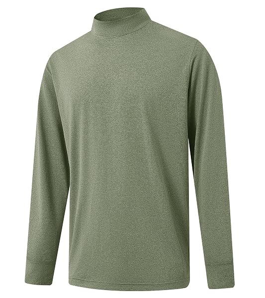 M MAELREG Long Sleeve Shirts for Men Thermal Mock Neck Turtleneck Shirt Heather Basic Golf Pullover Tops Undershirt Sweater