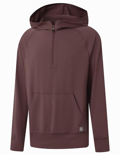 M MAELREG Hoodies For Men Long Sleeve Kangaroo Pocket Lightweight Heather Golf Quarter Zip Mens Sweatshirts Hoodies Pullover