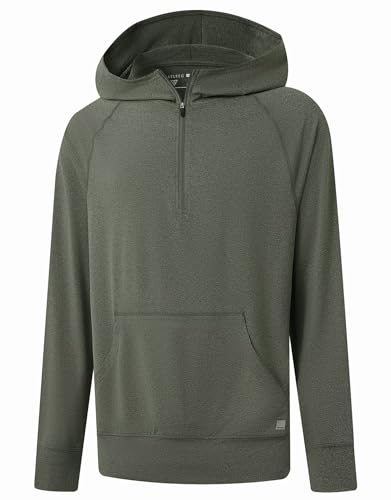 M MAELREG Hoodies For Men Long Sleeve Kangaroo Pocket Lightweight Heather Golf Quarter Zip Mens Sweatshirts Hoodies Pullover