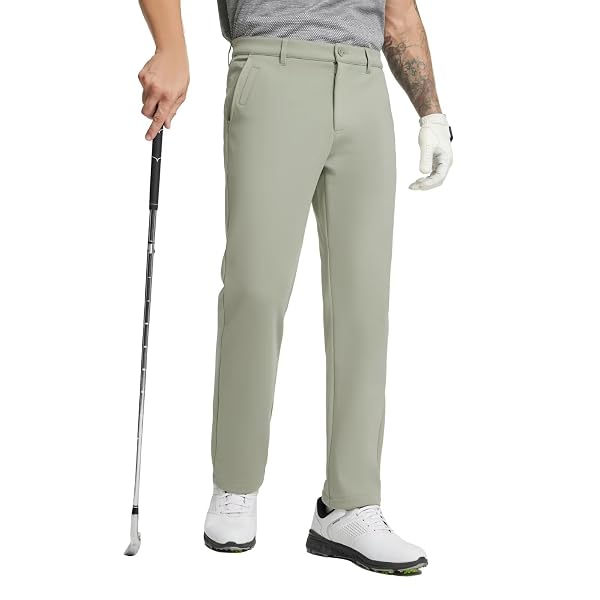 M MAELREG Golf Fleece Lined Pants Men Softshell Water-Resistant Workout Casual Outdoor Hiking Insulated Winter Pants for Men