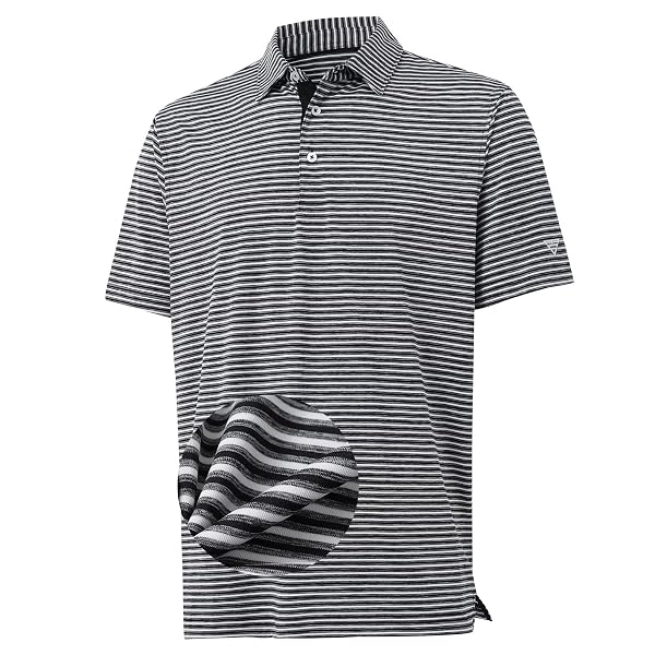 M MAELREG Golf Polo Shirts for Men Stripe Performance Moisture Wicking Dry Fit Collared Mens Polo Shirts Short Sleeve
