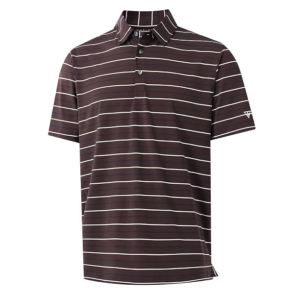 M MAELREG Golf Shirts for Men Short Sleeve Dry Fit Striped Performance Lightweight Moisture Wicking Collared Casual Golf Polo