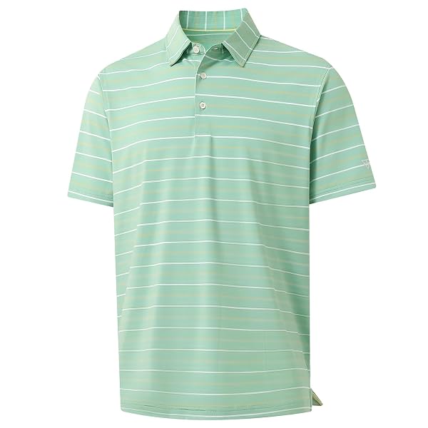 M MAELREG Golf Shirts for Men Short Sleeve Dry Fit Striped Performance Lightweight Moisture Wicking Collared Casual Golf Polo
