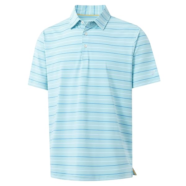M MAELREG Golf Shirts for Men Short Sleeve Dry Fit Striped Performance Lightweight Moisture Wicking Collared Casual Golf Polo