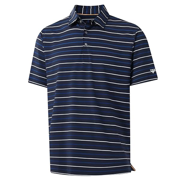 M MAELREG Golf Shirts for Men Short Sleeve Dry Fit Striped Performance Lightweight Moisture Wicking Collared Casual Golf Polo
