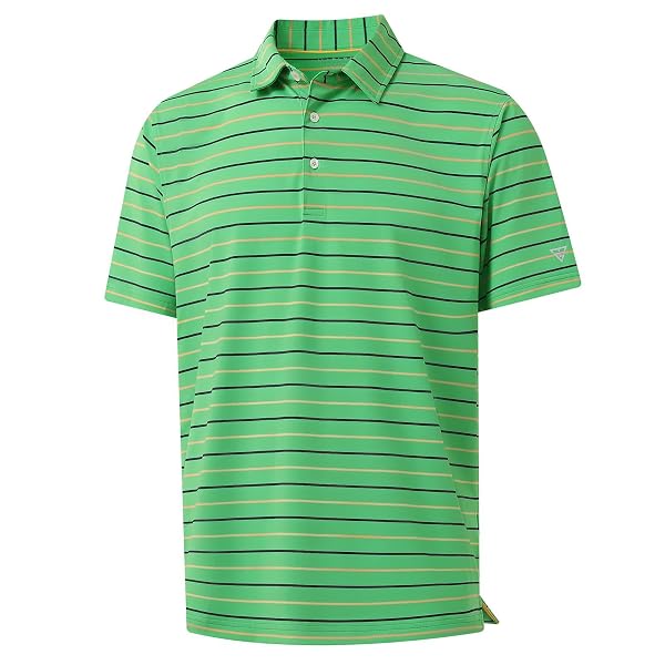M MAELREG Golf Shirts for Men Short Sleeve Dry Fit Striped Performance Lightweight Moisture Wicking Collared Casual Golf Polo