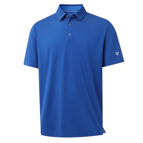 M MAELREG Golf Shirts for Men Moisture Wicking Jacquard Breathable Performance Dry Fit Collared Mens Polo Shirts Short Sleeve