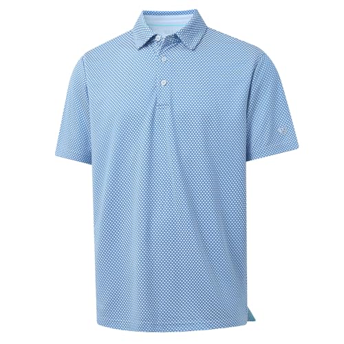 M MAELREG Golf Shirts for Men Moisture Wicking Jacquard Breathable Performance Dry Fit Collared Mens Polo Shirts Short Sleeve