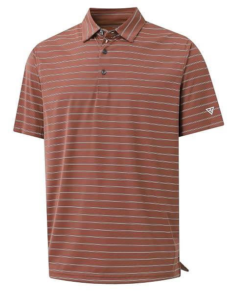 M MAELREG Mens Striped Golf Shirts Short Sleeve Silk-Like Touch Water-Resistant Breathable Soft Collared Polo Shirts for Men