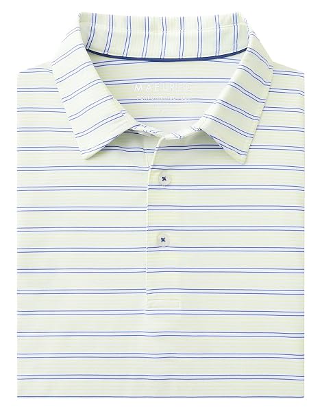M MAELREG Mens Golf Shirts Dry Fit Moisture Wicking Performance Sports Short Sleeve Striped Collared Polo Shirts for Men