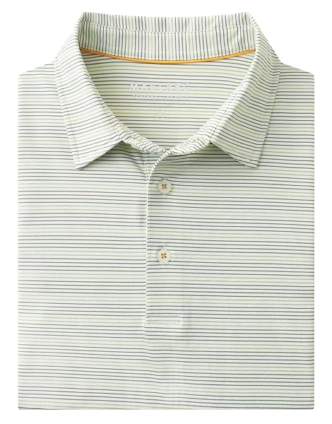M MAELREG Mens Golf Shirts Dry Fit Moisture Wicking Performance Sports Short Sleeve Striped Collared Polo Shirts for Men