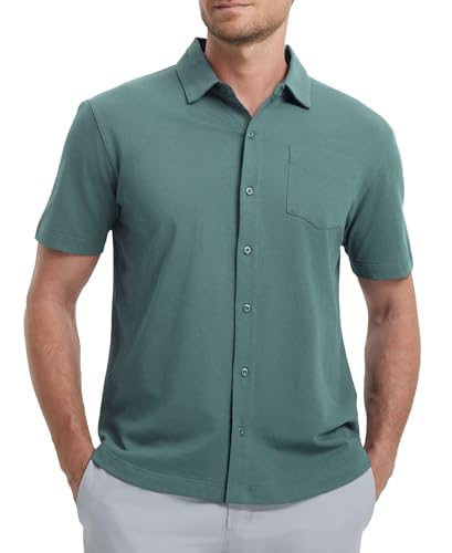 M MAELREG Button Down Shirt Men Moisture Wicking Dry Fit Pique Performence Cool Breathable Mens Summer Shirts Short Sleeve