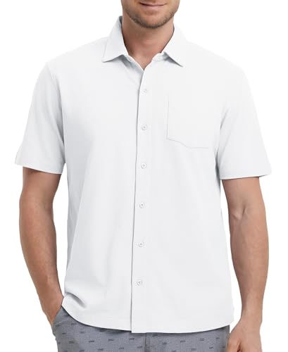 M MAELREG Button Down Shirt Men Moisture Wicking Dry Fit Pique Performence Cool Breathable Mens Summer Shirts Short Sleeve