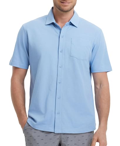 M MAELREG Mens Button Down Short Sleeve Shirt Lightweight Pique Collared Shirts for Men Summer Shirts with Pocket