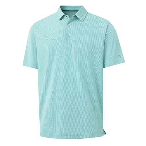 M MAELREG Mens Polo Shirts Short Sleeve Quick Dry Moisture Wicking Athletic Performance Jacquard Collared Golf Shirt for Men