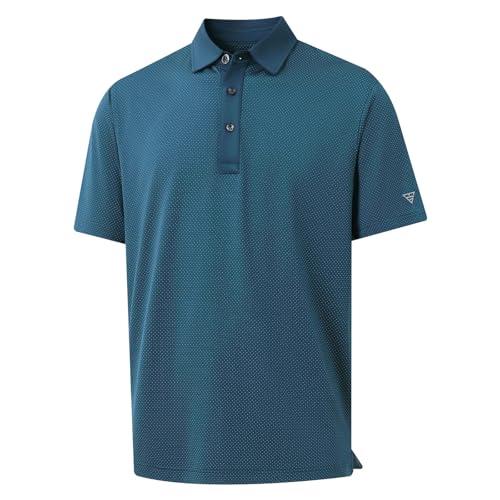 M MAELREG Mens Golf Shirts Moisture Wicking Dry Fit Business Casual Stretch Jacquard Short Sleeve Golf Polo Shirts for Men