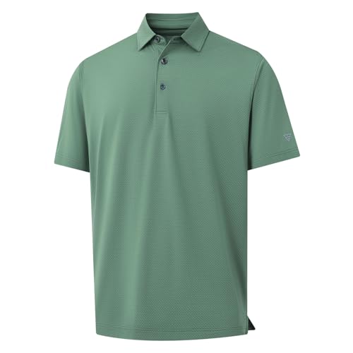 M MAELREG Mens Golf Shirts Moisture Wicking Dry Fit Business Casual Stretch Jacquard Short Sleeve Golf Polo Shirts for Men