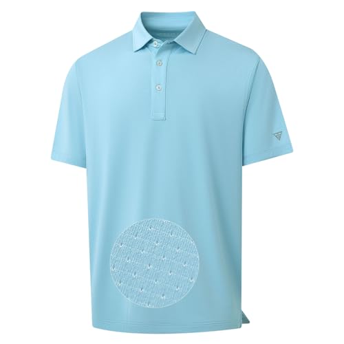 M MAELREG Mens Golf Shirts Moisture Wicking Dry Fit Business Casual Stretch Jacquard Short Sleeve Golf Polo Shirts for Men