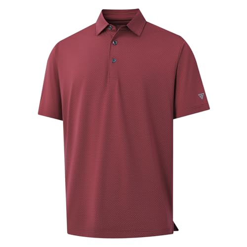 M MAELREG Mens Golf Shirts Moisture Wicking Dry Fit Business Casual Stretch Jacquard Short Sleeve Golf Polo Shirts for Men