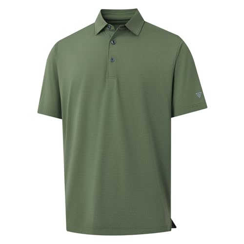 M MAELREG Mens Golf Shirts Moisture Wicking Dry Fit Business Casual Stretch Jacquard Short Sleeve Golf Polo Shirts for Men