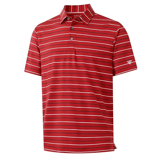M MAELREG Boys Polo Shirt Short Sleeve Performance Moisture Wicking Dry fit Casual Striped Golf Shirts for Boys
